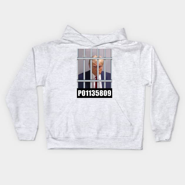 TRUMP P01135809 Mugshot Jail Election 2016 2024 President Kids Hoodie by Nostalgia-RC